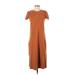 J.Crew Casual Dress - Midi High Neck Short sleeves: Orange Solid Dresses - Women's Size Small