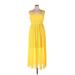 Torrid Casual Dress - Midi Scoop Neck Sleeveless: Yellow Print Dresses - Women's Size 1X Plus