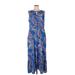 Apt. 9 Casual Dress - Midi Crew Neck Sleeveless: Blue Paisley Dresses - Women's Size X-Large - Print Wash