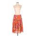 Chaps Casual Dress - A-Line: Orange Print Dresses - Women's Size Large