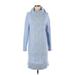 Banana Republic Factory Store Casual Dress - Sweater Dress High Neck 3/4 sleeves: Blue Marled Dresses - Women's Size Small Petite