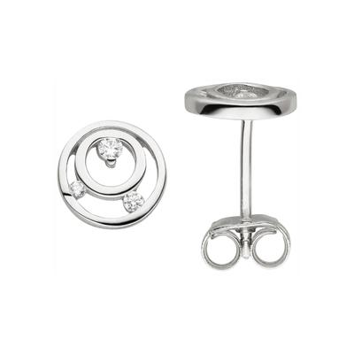 Paar Ohrstecker JOBO, silber (silber 925, weiß), Ohrringe, Damen, Silber 925 (Sterlingsilber), 925 Silber mit 6 Zirkonia