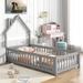 Imaginative Twin House-Shaped Headboard Floor Bed with Fence - Grey/White/Brown, Safety Features