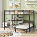 Metal Full Over Twin Bunk Bed with Built-in Desk, Shelves, and Ladder - Maximized Space, Large Storage, Sturdy Construction