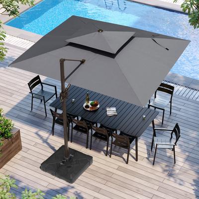 9 x 12 ft Outdoor Shade Parasol Patio Offset Cantilever Umbrella with Weights Base Stand