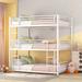 Industrial Charm Full-Full-Full Metal Triple Bed with Built-in Ladder, Divided into Three Separate Beds