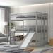 Full-Over-Full-Over-Full Triple Bunk Bed with Ladder and Slide, Guardrails, Can be Divided into Three Separate Beds