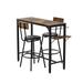 3Pieces Industrial Style Bar Table Set with 2 Upholstered Chairs