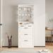 Wood Shoe Storage Cabinet 24-Pair Foldable Compartments Shoe Cabinet with 2-Drawer,3 Flip Drawers & Hanger