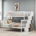 Convertible Pine Wood MDF Twin over Full Stairway Bunk Bed with Shelves - Separable into Two Beds