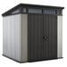 Keter Artisan 7 x 7 FT. Modern and Elegant Resin Outdoor Storage Shed With Floor for Patio Furniture and Tools, Grey - 7x7