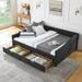 Queen/Full/Twin Size Daybed with Drawer,s Upholstered Tufted Sofa Bed with Waved Shape Arms