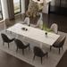 Everly Quinn Zendan Rectangular 62.99" L x 35.43" W Restaurant Dining Set Wood/Metal in Gray/White/Black | 29.92 H x 35.43 W x 62.99 D in | Wayfair