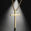 Fashion Corss Pendant Necklace Hip Hop Stainless Steel Gold Color Box Chain Necklace for Men Women