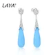 925 Sterling Silver Fashion High Quality Zircon Turquoise Glass Pearl Drop Earrings For Women's