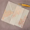 1set Vellum Wedding Invitation Cards Rose Gold Foil Bridal Shower Invite with Envelopes Purple Blue