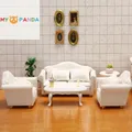 1:12 Dollhouse Miniature Furniture Sofa With Pillow White Fabric Sofa Model Doll House DIY Scene