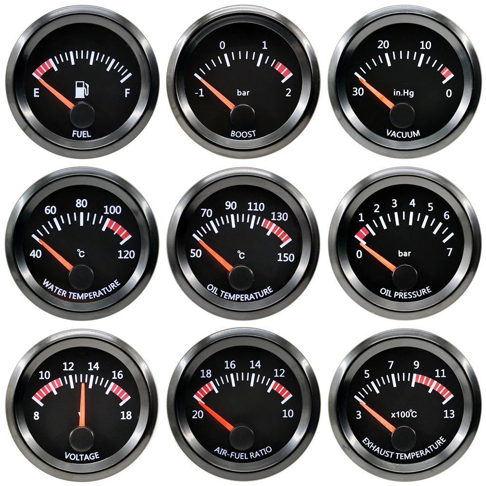 Tachimetro per Auto con Motore Stepper da 52mm, Indicatore di Pressione Acqua/Olio, Temperatura, Voltaggio, Gas di Scarico, EGT, Bar, PSI, RPM