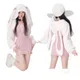 Winter Kawaii Wool Short Coat Women Japanese Sweet Lolita Bunny Ear Hoodies Overcoat Korean Style