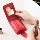 Lipstick Makeup Bag with Mirror Women Travel Cosmetic Bag Crocodile Pattern Pu Mini Toiletry