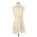 Lush Casual Dress - Mini Scoop Neck Short sleeves: Ivory Solid Dresses - Women's Size Small