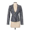 White House Black Market Blazer Jacket: Short Blue Leopard Print Jackets & Outerwear - Women's Size 0