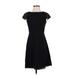 J.Crew Factory Store Casual Dress - A-Line Crew Neck Short sleeves: Black Print Dresses - Women's Size 0
