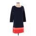 Gap Casual Dress - Mini Scoop Neck 3/4 sleeves: Blue Color Block Dresses - Women's Size X-Small