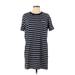 Madewell Casual Dress - Mini Crew Neck Short sleeves: Blue Print Dresses - Women's Size Large