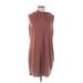 Shein Casual Dress - Shift Mock Sleeveless: Burgundy Print Dresses - Women's Size 8