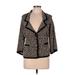 Nine West Blazer Jacket: Short Brown Leopard Print Jackets & Outerwear - Women's Size Medium