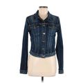 Guess Denim Jacket: Short Blue Print Jackets & Outerwear - Women's Size Medium