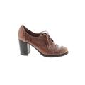 Biviel Heels: Oxford Chunky Heel Casual Brown Print Shoes - Women's Size 37 - Round Toe