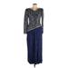 Mary McFadden Couture Cocktail Dress - Midi V Neck Long sleeves: Blue Dresses - Women's Size 10