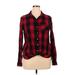 True Craft Long Sleeve Button Down Shirt: Red Checkered/Gingham Tops - Women's Size X-Large