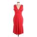 Marina Casual Dress - Party V-Neck Sleeveless: Red Solid Dresses - Women's Size 12