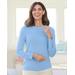 Blair Women's Spindrift™ Long-Sleeve Button-Cuff Sweater - Blue - L - Misses