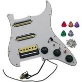 SSH Prewired Guitar Strat Pickguard Set Ainico 5 Humbucker Pickups Coil Splitting Switch Multi Switch Harnesses For Fender ST Electric Guitar Part Replacement