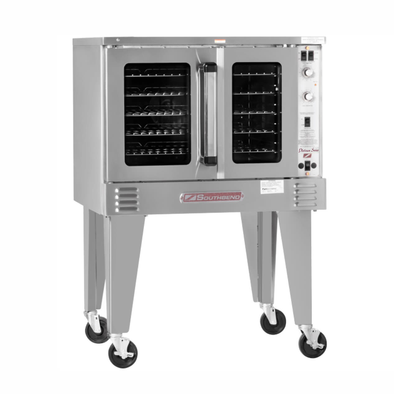 Southbend PCG90B/SI LP Platinum Bakery Depth Single Full Size Liquid Propane Commercial Convection Oven - 90,000 BTU, Stainless Steel & Porcelain, Gas Type: LP