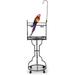 Pet gift!72 Large Parrot Wood Perch Playstand Bird Play Stand with Stainless Steel Tray Bowls Toy Hook Rolling Wheel Wrought Iron Parrot Bird Play Gym Ground Rolling Stand Black