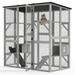 Dextrus 70.9 Outdoor Large Cat Cage Catio Kitten Cat Enclosure Wooden Cat House with Asphalt Roof Cat Cage Playpen with Multiple Platforms & 2 Resting Boxes