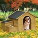 51.18 Lx43.7 Wx37 H Large Size Wooden Dog House Dog Crate For Large Dog Breeds Cabin Style Raised Dog Shelter With Asphalt Roof Solid Wood Weatherproof Dog Crate