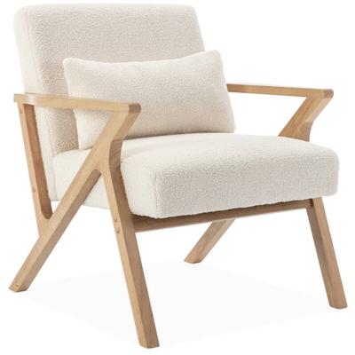 Sweeek - Skandinavischer Sessel aus Hevea-Holz mit Bouclé-Bezug Image