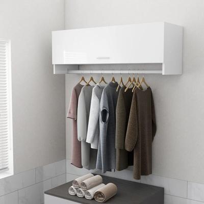 Kleiderschrank,Aufbewahrungsschrank,Garderobe Hochglanz-Weiß 100x32,5x35 cm Holzwerkstoff