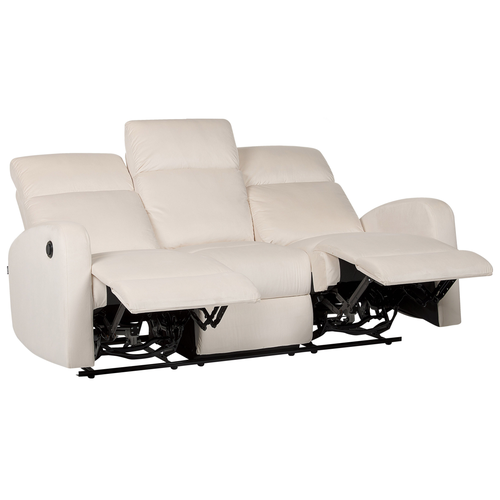 3-Sitzer Sofa Creme Samt Elektrisch Verstellbar mit Fußablage Relaxfunktion Modern Inustriell Relaxsofa Wohnzimmer Büro Arbeitszimmer