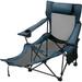 SKYSHALO Blue Folding Camp Chair with Footrest Mesh Lounge Chair with Cup Holder and Storage Bag Reclining Folding Camp Chair for Camping Fishing and Other Outdoor Activities (Blue)