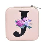 Tiezhimi Personalized Women s Jewelry Box Travel Jewelry Box English Alphabet Flower Jewelry Makeup Bag Gifts For Women Gifts For Friends