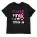 Mens T Shirt I Wear Pink For My Sister In Law Breast Cancer Awareness Tee Raglan Baseball Tee Black 4X-Large