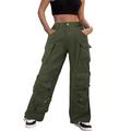 Ladies Casual Pants Baggy Cargo Clothing Multi Pocket Jeans Fairy Clothes Streetwear Stretch Lightweight Soft Golf Business Regular Trousers Classic Fashion Office Long Trouser with Pockets