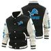 Mens Long Sleeve Varsity Jacket Causal Slim Fit Bomber Jackets for Couples American Rugby Soccer Jersey Printing NFL - Detroit - Lions